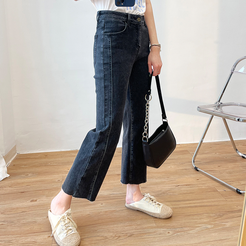 大码女装高腰牛仔裤显瘦2025春季薄款胖mm修身弹力裤子九分休闲裤 - 图3
