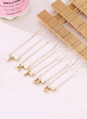 女ins小众合金桃心字母锁