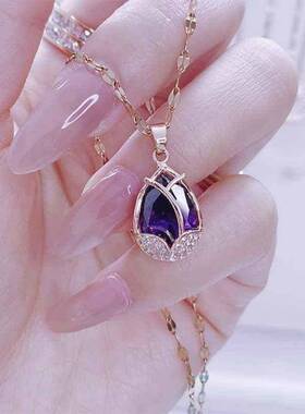 紫色郁金香女锁骨链网红百