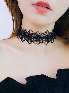 网红项圈女choker蕾丝项链颈饰简约黑色锁骨链颈链项圈脖子配饰品