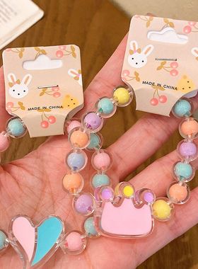 卡通儿童手链女公主果冻色串珠可爱女童宝宝手环学生首饰手串饰品