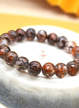 冰透手串水墨晕染撒金圆珠手链爆花串珠饰品