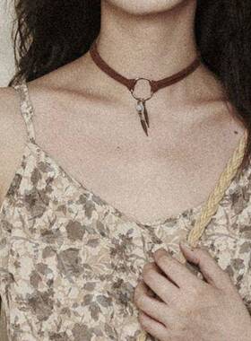 复古气质短款树叶吊坠锁骨