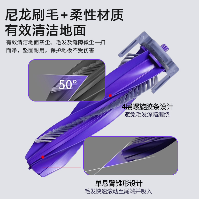 适配云鲸J4扫拖地机器人集尘袋滚边刷清洁液J4 Lite过滤网芯配件 - 图2