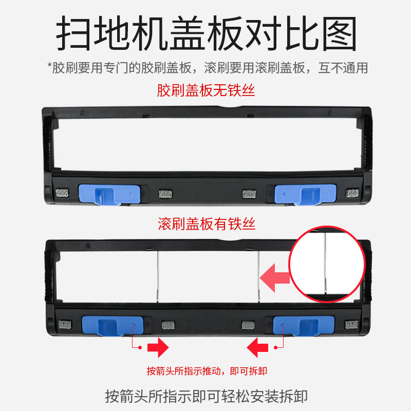 适配科沃斯x2/x2pro扫地机器人配件地宝耗材防缠绕胶刷滚刷盖板罩 - 图0