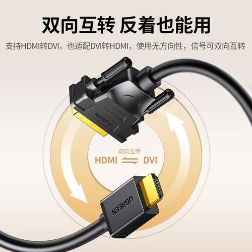 绿联hdmi转dvi线高清显示器屏连接笔记本转换电脑电视数据线接头 - 图3