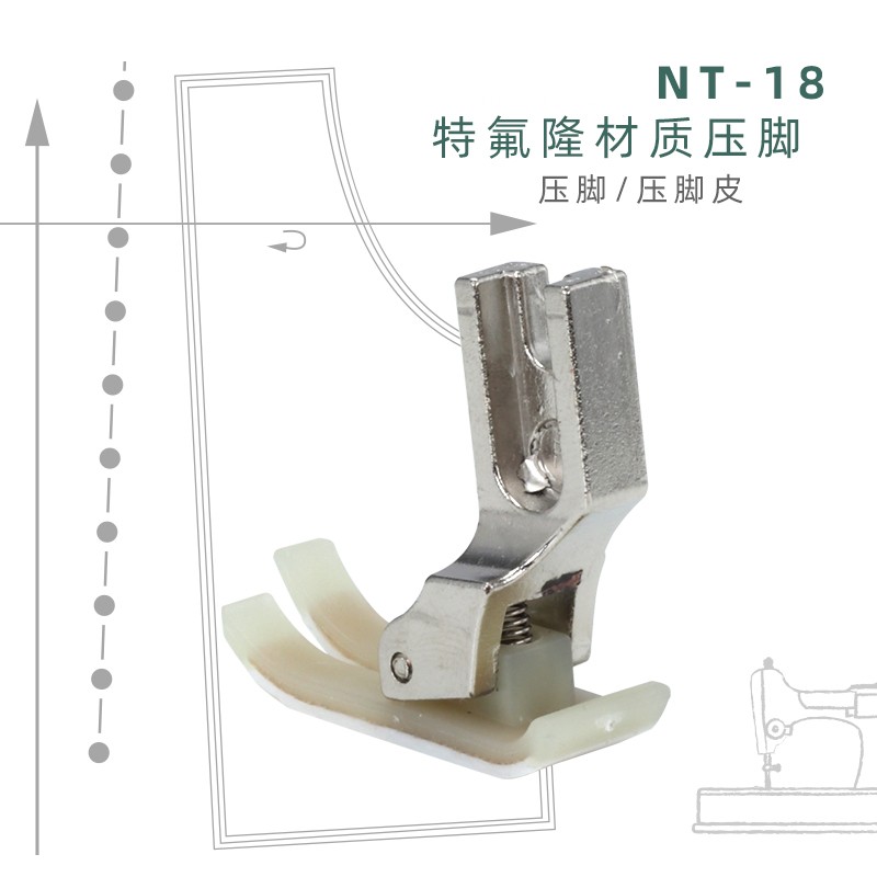 MT-18耐磨铁氟龙牛津筋压脚皮电脑平车塑料压脚底板电动缝纫机 - 图1