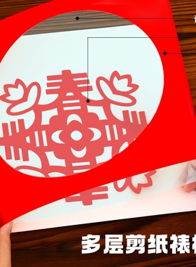 开芽剪纸裱框展示底卡