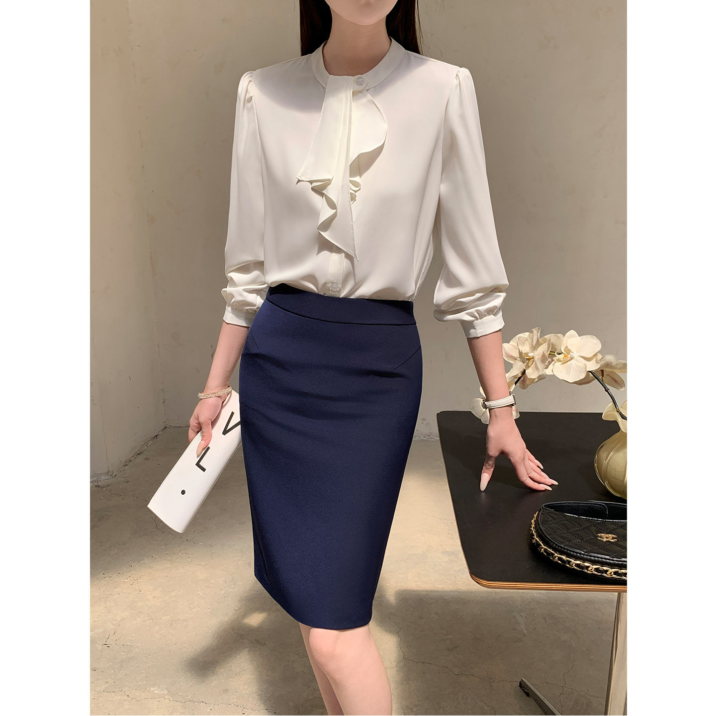 2025秋季新款长袖雪纺衬衫女教资面试穿搭上衣小个子职业套装衬衣,淘宝优惠券,粉丝福利购,淘宝优惠卷