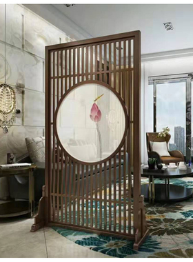 苏绣手工刺绣双面绣红木现代中式屏风大堂客厅隔断玄关画芯100CM