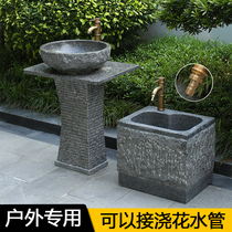 Natural Stone Wash Basin Courtyard Pool Terrace Basin Stone column basin Outdoor Washbasin Garden Marble Sink