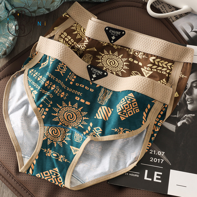 初内夏季女士内裤纯棉透气女生三角裤复古民族风不夹臀学生裤头,淘宝优惠券,粉丝福利购,淘宝优惠卷