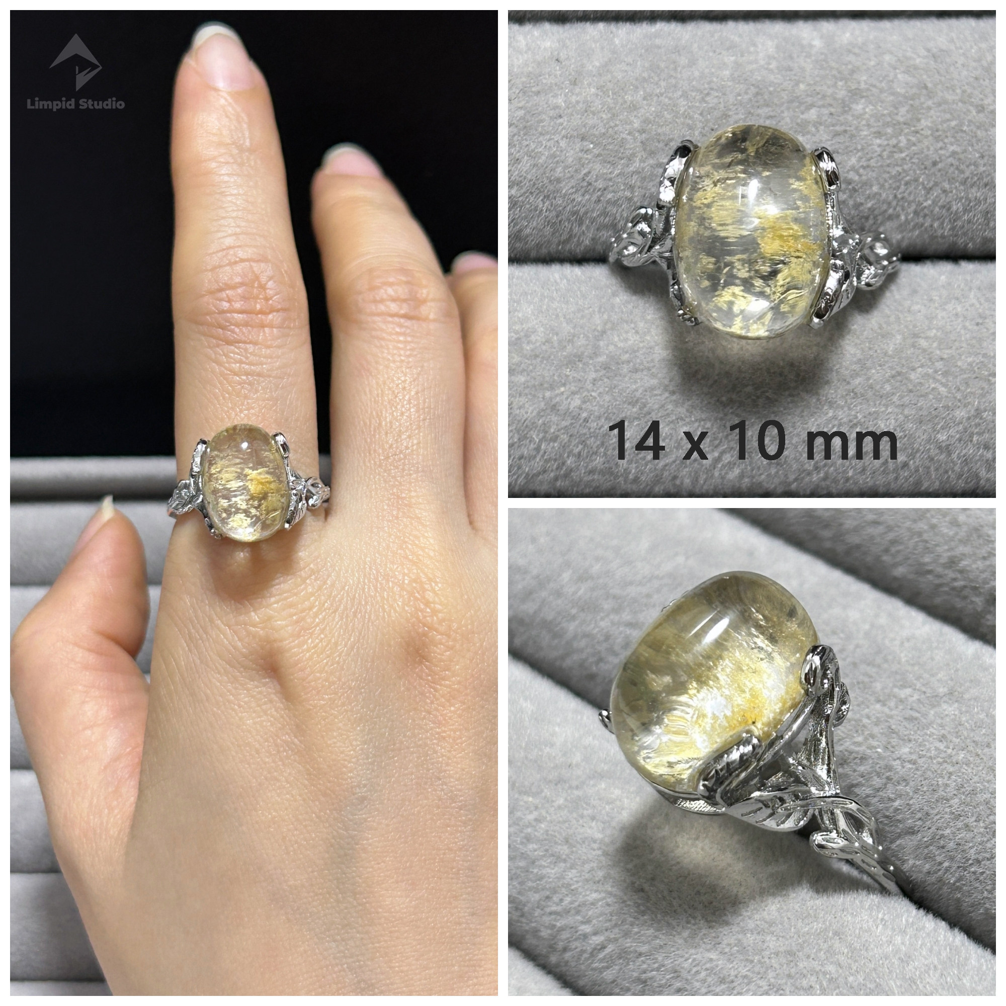 Limpid一物一图天然幽灵水晶可调节戒指开口复古绿幽灵莫奈幽灵,淘宝优惠券,粉丝福利购,淘宝优惠卷