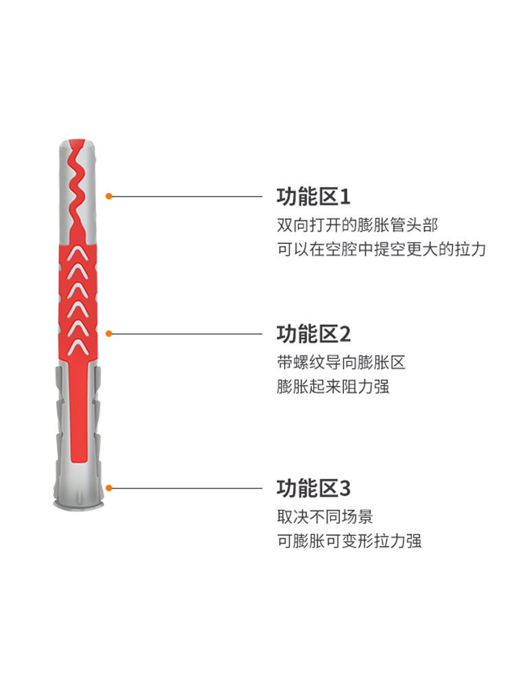 膨胀螺丝尼龙加长膨胀管空心砖泡沫墙加气块专用膨胀锚栓膨胀螺栓