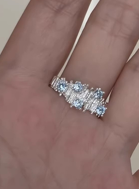 蓝锆石轻奢高级感戒指女小众设计