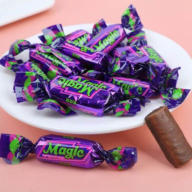 俄罗斯紫皮糖风味糖果夹心糖巧克力风味休闲零食婚庆年货T1