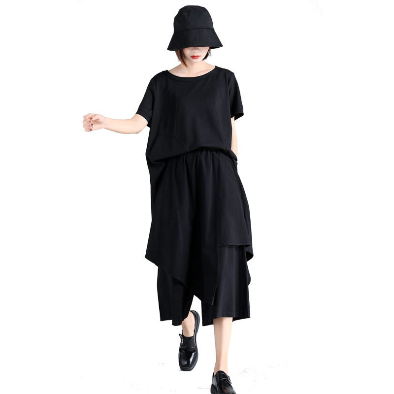 山本耀司夏暗黑系垮裤黑色七分裤 索娜雯休闲裤