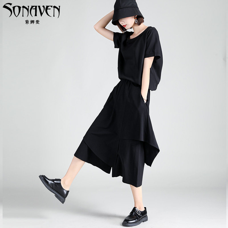 山本耀司夏暗黑系垮裤黑色七分裤 索娜雯休闲裤