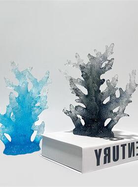 创意玄关电视柜珊瑚透明树脂摆件办公桌客厅家居软装工艺品雕塑