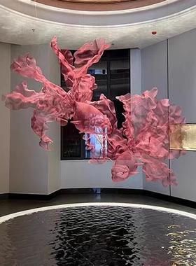 不锈钢金属网立体金鱼空中悬挂软装吊饰防撞雕塑酒店大堂会所展厅
