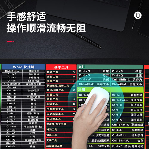 超大号电脑快捷键鼠标垫办公大全cad键盘垫子word大全鼠标垫-图3