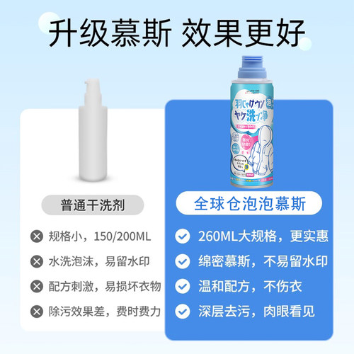 日本羽绒服清洗剂家用免水洗蓬松干洗清洁剂专用衣服油去污渍神器 - 图0