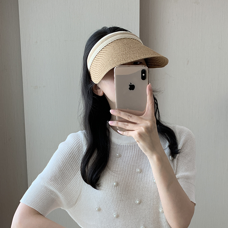 恋珂色旗舰店帽子女夏天雪梨同款空顶草帽遮阳帽户外露顶鸭舌帽沙滩太阳帽3