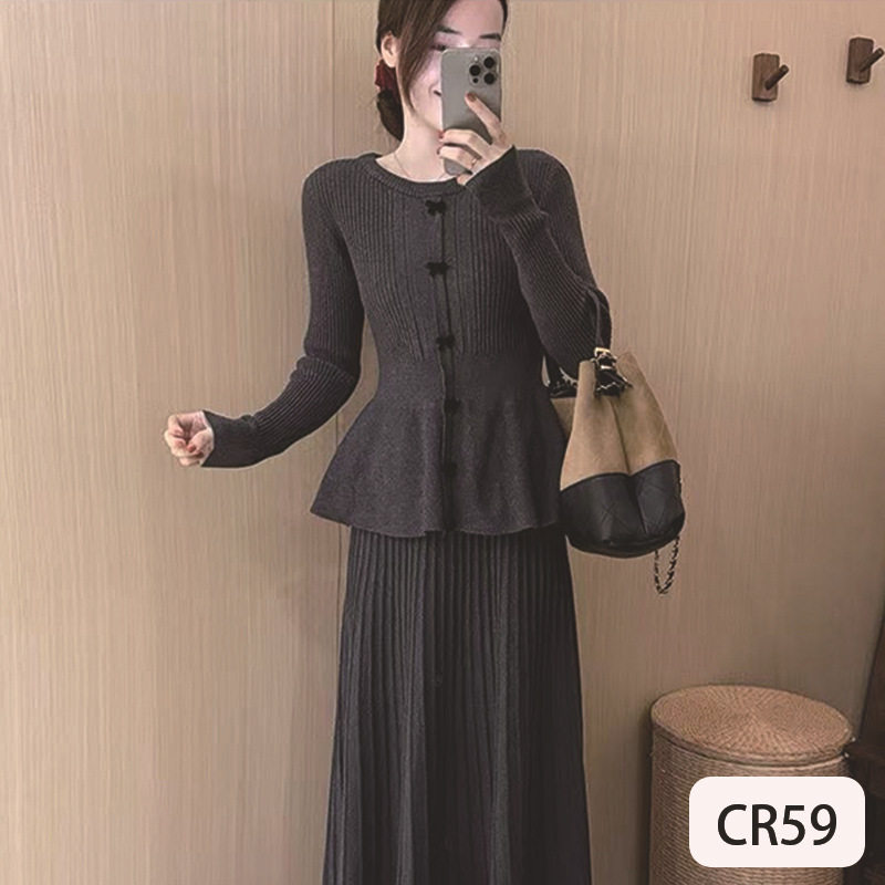 温柔风结圆领长袖针织衫女冬季新款高级感荷叶边收腰显瘦上衣,淘宝优惠券,粉丝福利购,淘宝优惠卷