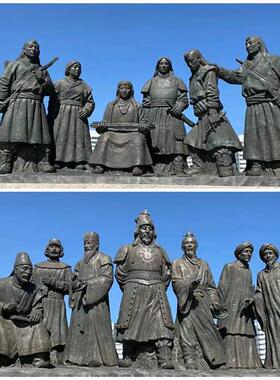 玻璃钢民俗雕塑定制大型户外藏族蒙古族人物铸铜雕像景观落地摆件
