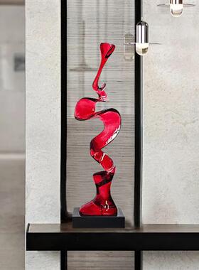 现代轻奢抽象客厅摆件家居电视柜玄关装饰品酒店高档透明树脂雕塑