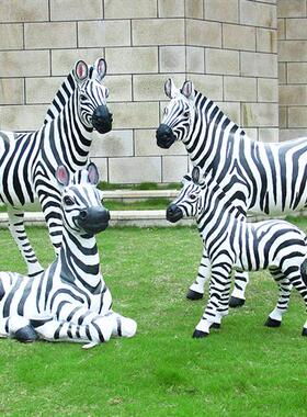 橱窗大型动物摆件仿真斑马长颈鹿老虎大象玻璃钢雕塑户外店铺装饰