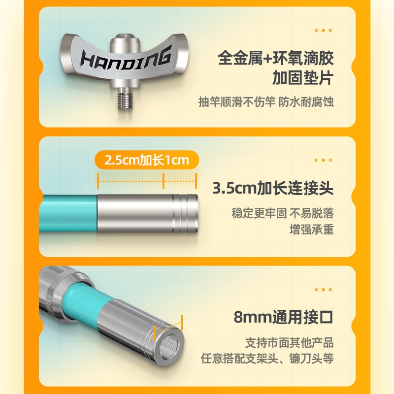 适用汉鼎碳素炮台支架带地插钓鱼竿支架超硬钓箱支架架杆钓鱼支架 - 图3