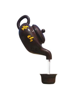 天壶悬空流水景观茶壶喷泉大型玻璃钢雕塑室内户外茶园装饰摆件