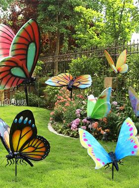 户外园林仿真蝴蝶玻璃钢雕塑花园庭院草坪公园动物景观装饰品摆件