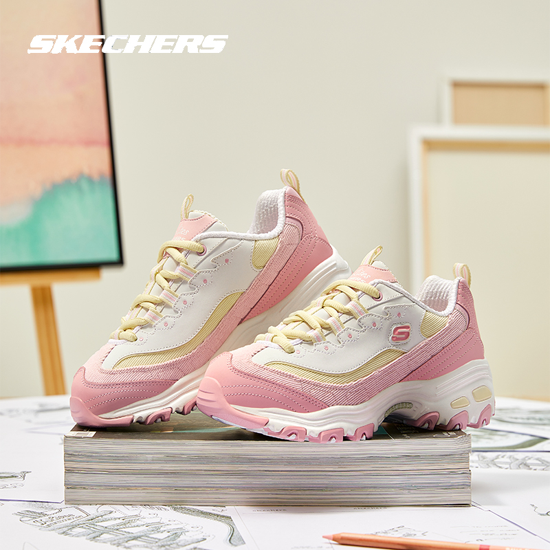 Skechers斯凯奇奶茶熊男女款黑白复古熊猫鞋厚底运动休闲鞋老爹鞋