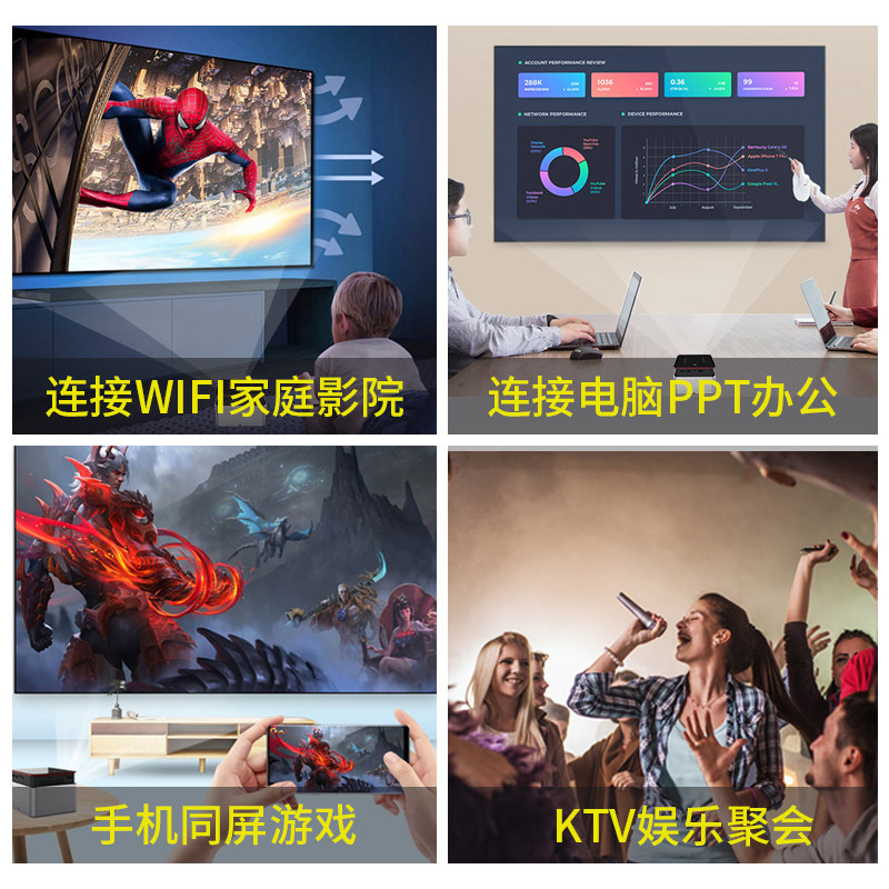 智能家用wifi无线可连手机4k投影仪 kixin投影机