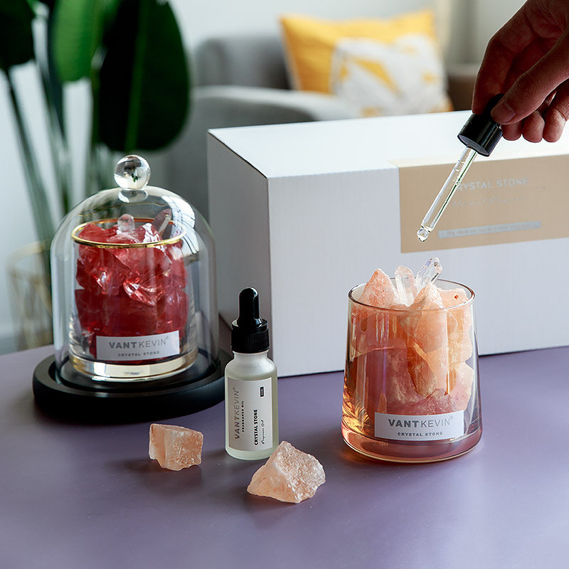 无火香薰扩香石观天然水晶石内礼盒 vantkevin香熏香料