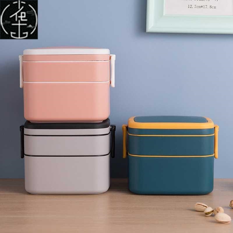 Portable 2 Layer Healthy Lunch Box Food Container Microwave-图2