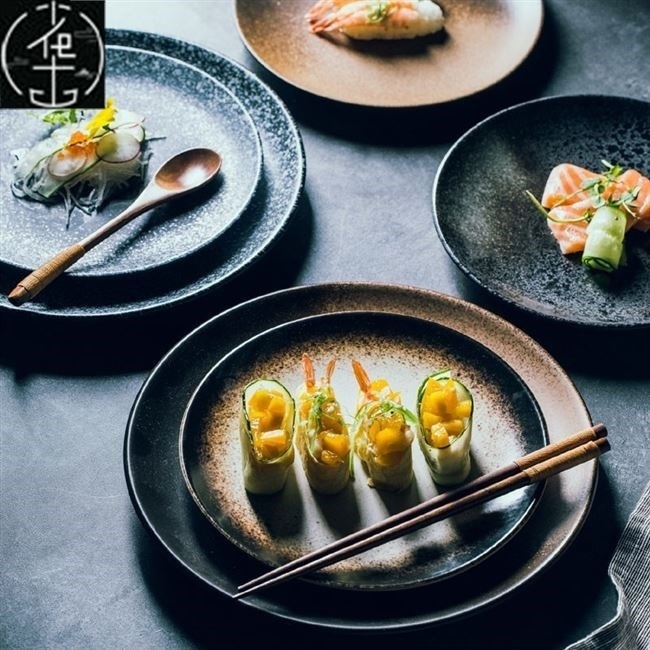 japanese ceramic plates dish tray disc tableware set-图0