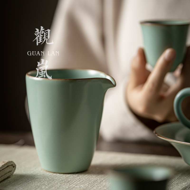 天青汝窑开片茶道分茶器陶瓷公杯大号茶艺公道杯汝瓷茶海功夫茶具-图2