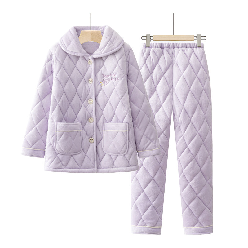 冬季睡衣女加厚款加绒珊瑚绒保暖三层夹棉秋冬天女装法兰绒家居服,淘宝优惠券,粉丝福利购,淘宝优惠卷