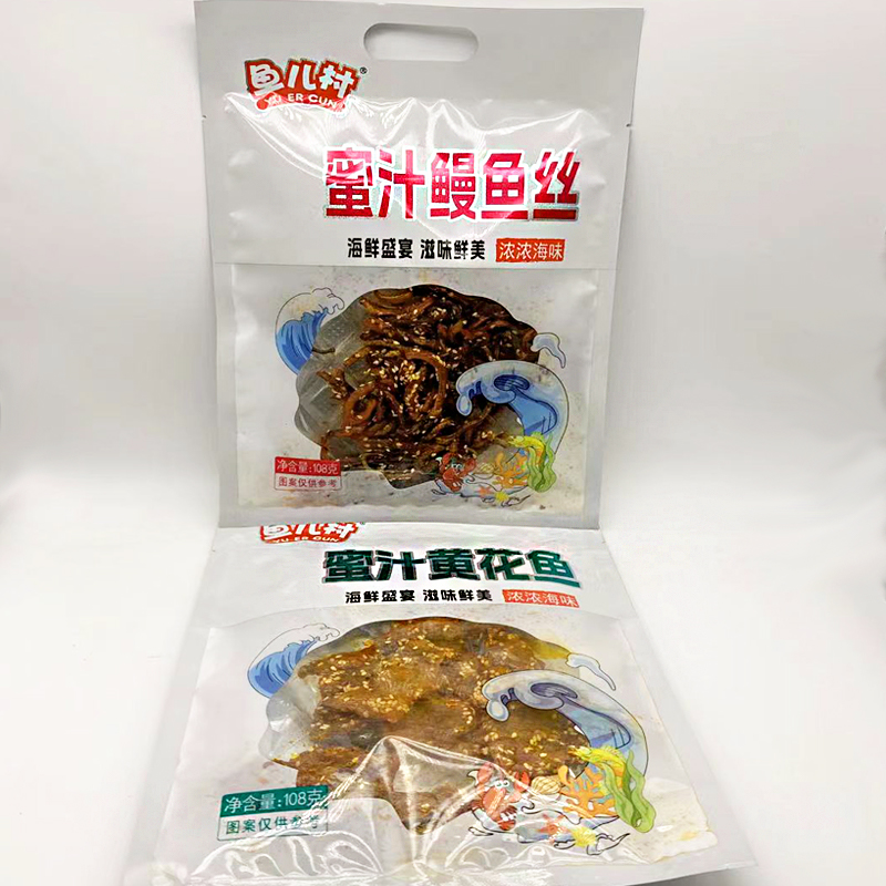 大连特产零食 108克鱼儿村蜜汁黄花鱼鳗鱼丝即食海鲜海珍品袋装-图1