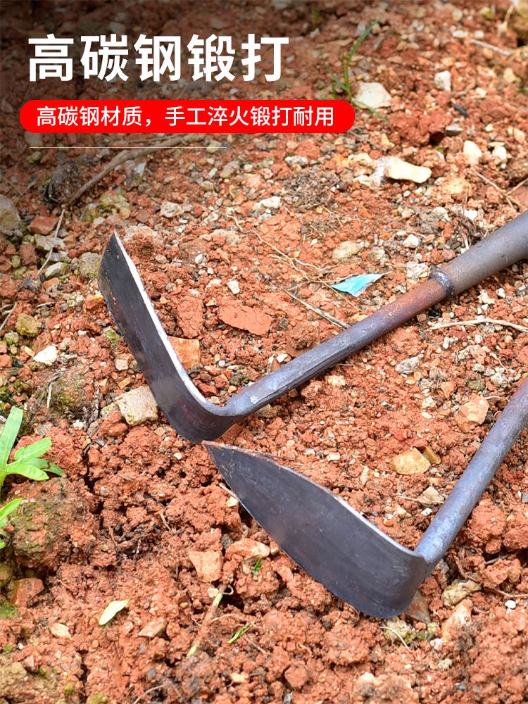 全钢小锄头家用种菜种花工具小型锄头挖地多功能农用种地农具挖土 - 图2