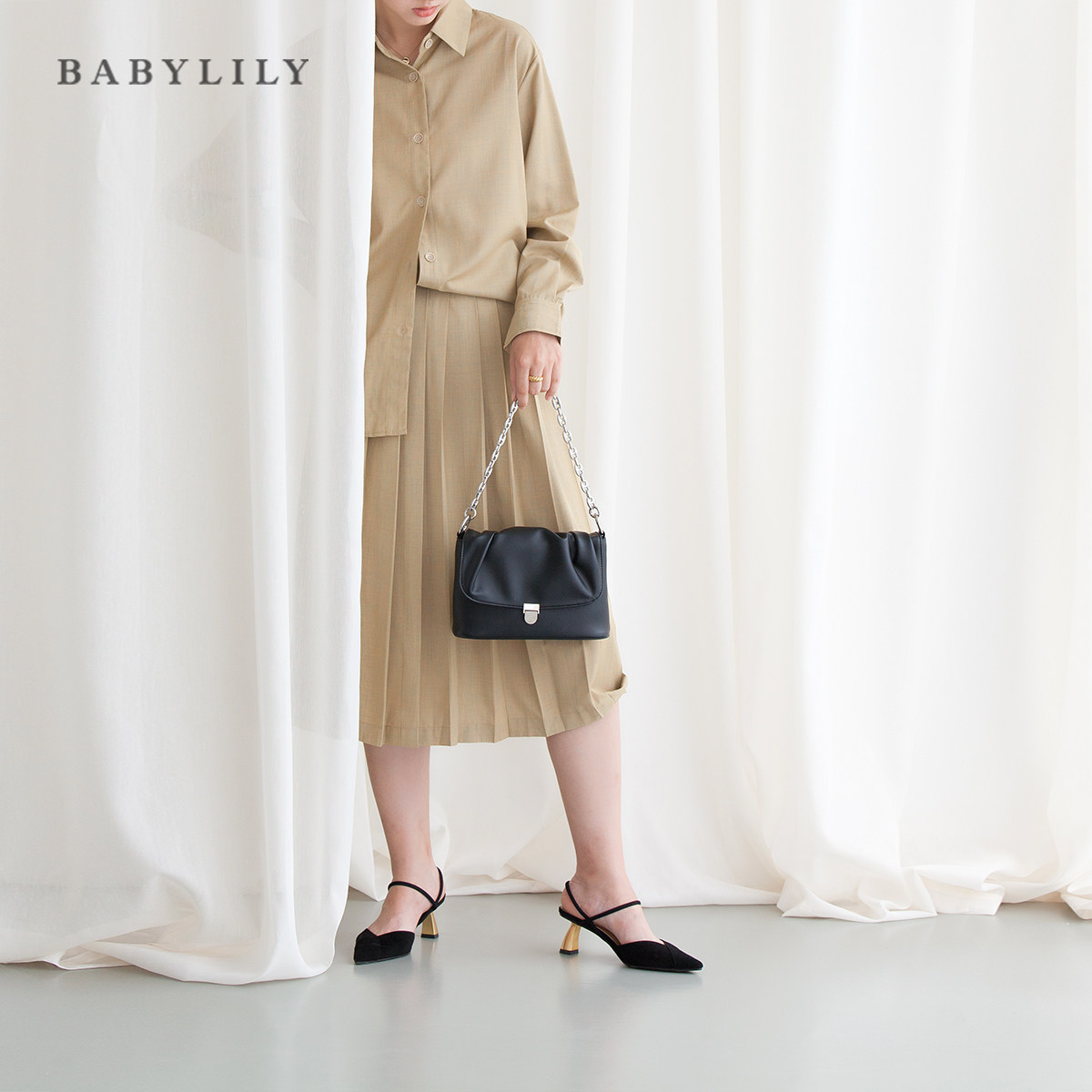 法国质感小众设计黑色粗链条包女包 宝丽妮女士包袋