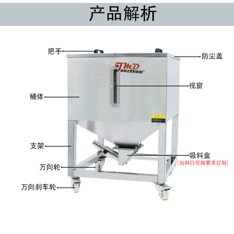 特价注塑机配件辅机不锈钢储料桶原料箱周转仓回收桶吸料盒定制 - 图0