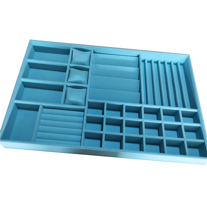 定制衣帽间绒布首饰收纳盒化妆桌托盘项链戒指抽屉内分隔饰品实木 - 图1