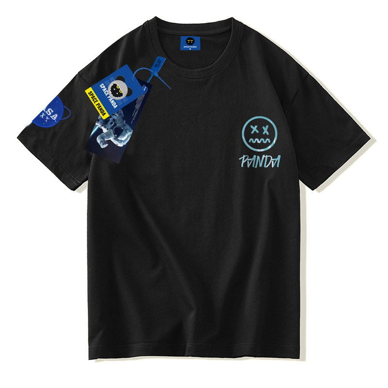 nasa联名鬼脸小恶魔国潮短袖男t恤 太空熊猫T恤