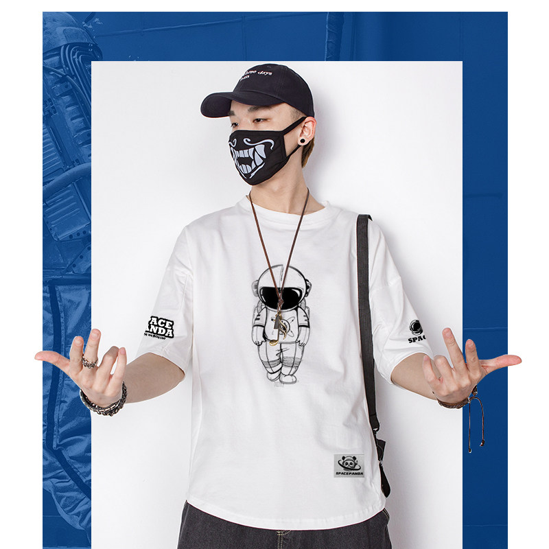 太空熊猫2021夏季短袖潮牌nasa t恤 太空熊猫T恤