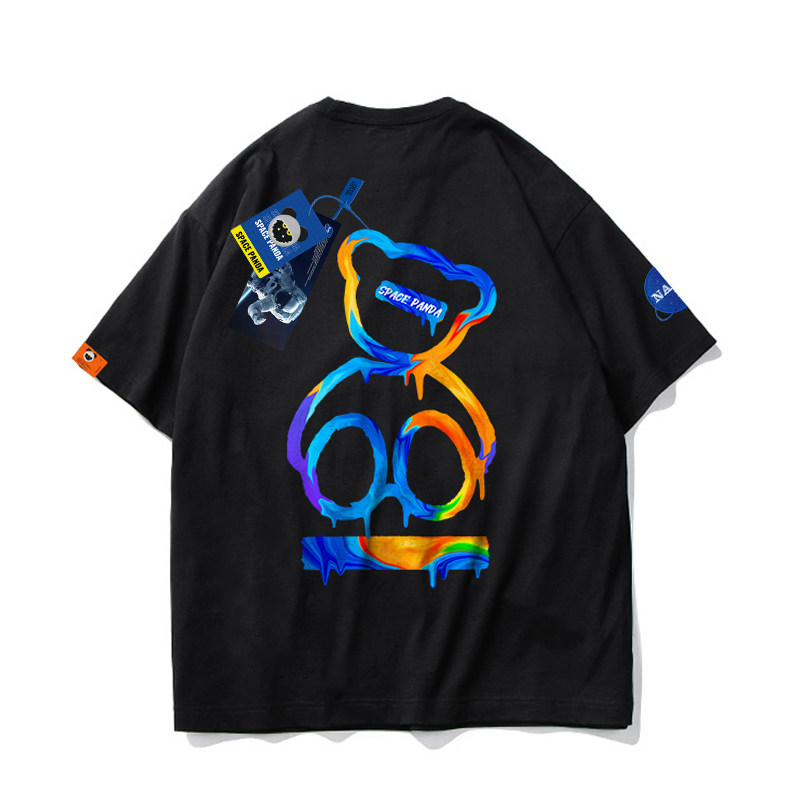 太空熊猫联名nasa夏季涂鸦情侣t恤 太空熊猫T恤