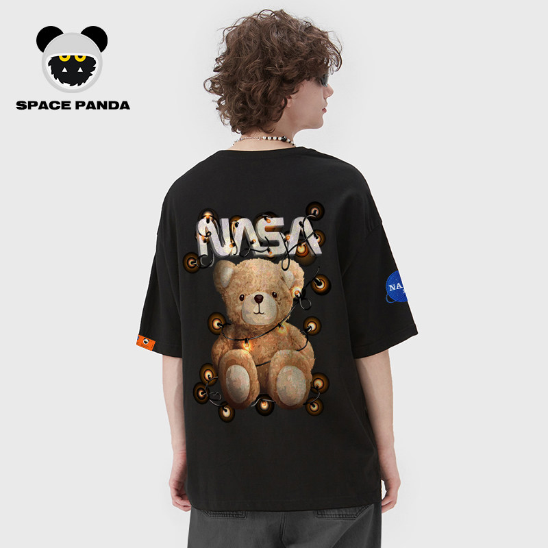 太空熊猫联名nasa旗舰店情侣装t恤 太空熊猫T恤